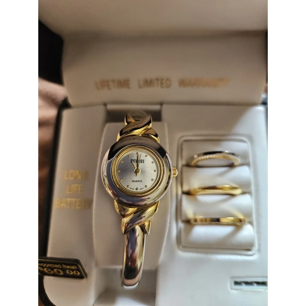Vtg. Gitano Fashion Gold/Silver Watch Gift Set in Original Box, Needs Battery